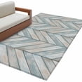 thumbnail image 2 of Area Rug 48×72in, Abstract Farm Woodcuts Floor Carpet Living Room Rug, Geometric Striped Non-Slip Welcome Mat Indoor Rugs for Bedroom Dining Room, 2 of 9