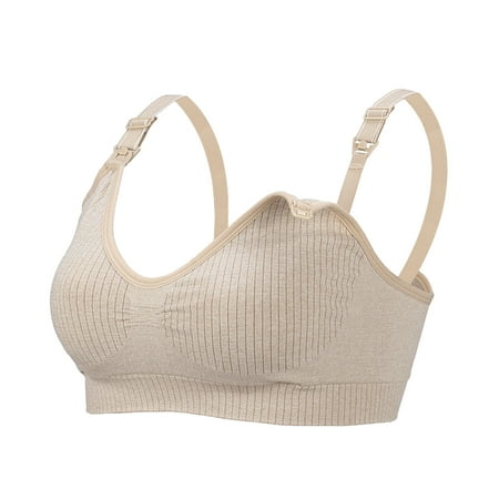Quealent Women s Maternity Nursing Bras Women s Nursing Bra Wireless Maternity Seamless Front Buckle Breastfeeding Bra With Pads (Pink XL)