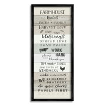 Stupell Industries Farmhouse Rules Inspirational Family Phrases Striped Plank Pattern, 13 x 30,Design by CAD Designs