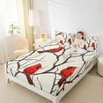 thumbnail image 4 of Feelyou Kawaii Winter Bird Twin Sheet Sets, Jungle Branches Plant Twin Fitted Sheet, Christmas Robin Flat Sheet, Ultra Soft Bedroom Decor, 3 Pieces, 4 of 7