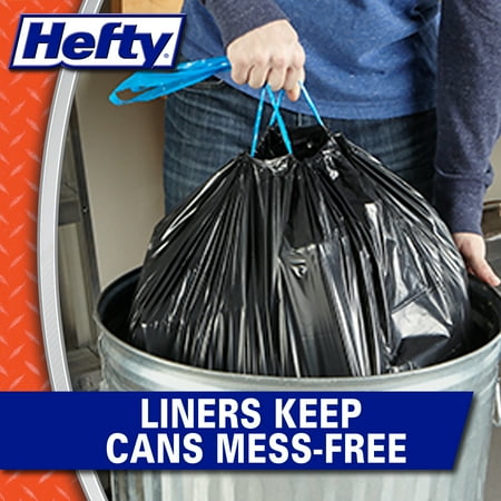 Hefty Cinch Sak Extra Strong Drawstring Lawn and Leaf Bags, 39 Gallon, Black, 18 Ct