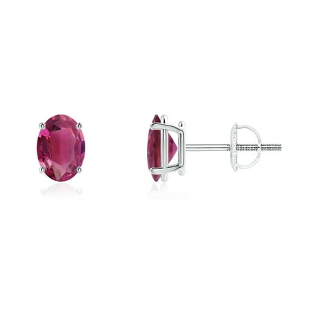 October Birthstone Earrings G Set Oval Solitaire Pink October Birthstone Earrings G Set Oval Solitaire Pink Tourmaline Stud In 950 Platinum
