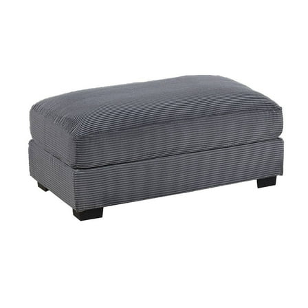 Lomi Cocktail Ottoman, Dark Gray Corduroy, Black Legs, 45 x 28 Inch