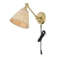 thumbnail image 4 of SAFAVIEH Oswynn Tungsten Brass Metal Wall Sconce with Light Brown Rattan Shade, Set of 2, 4 of 8