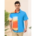 thumbnail image 2 of INSPIRE CHIC Camisas de patchwork con bolsillo en el pecho y manga corta con botones y estampado hawaiano para hombre Azul XL, 2 of 6
