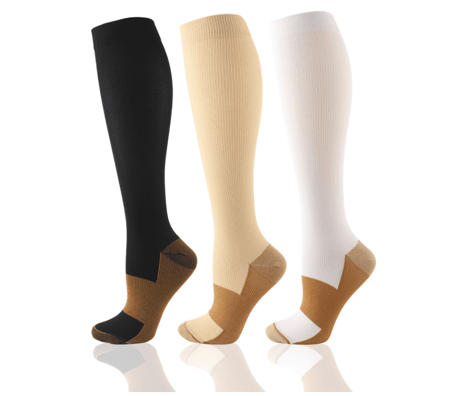 Unisex Copper Infused Compression Socks 20-30mmHg Graduated Leg Care For Sports