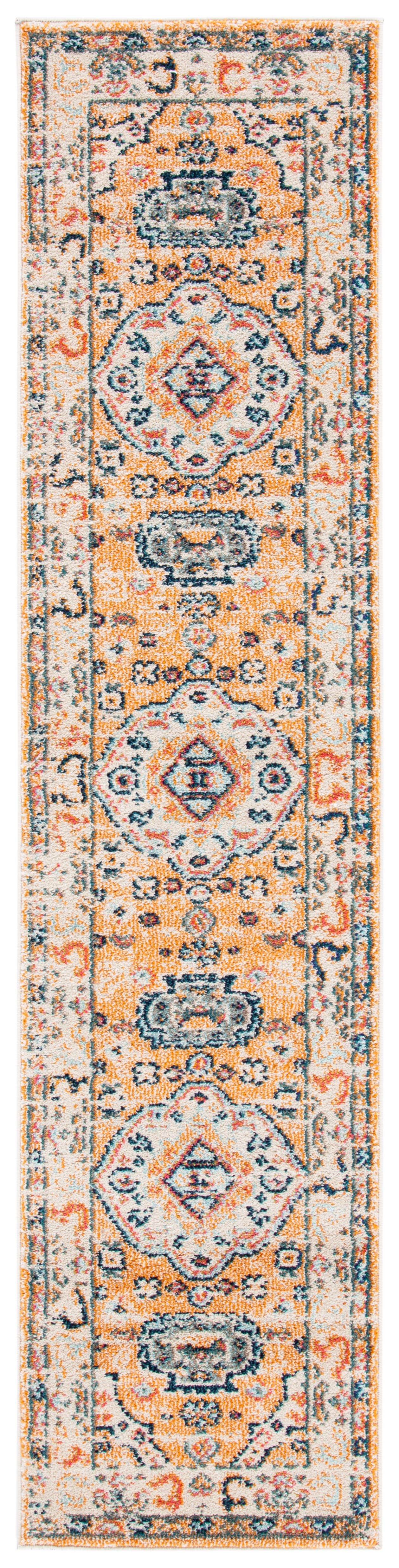 SAFAVIEH Madison Trenton Vintage Traditional Runner Rug, Orange/Ivory, 2' x 8'