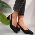 thumbnail image 3 of Dakaela Kitten Heels for Women Rhinestone Closed Pointed Toe Chunky Heeled Sandals Sparkly Slip on Wedding Bride Dress Pumps Shoes Black 6.5, 3 of 9