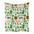 thumbnail image 1 of St. Patrick's Day Soft Flannel Fleece Throw Blanket, Irish Party Pattern Beer Leprechaun Flag Hearts Rainbow Gold Shamrock, Cozy Plush for Indoor and Outdoor Use, 50" x 60", Multicolor, by Ambesonne, 1 of 6