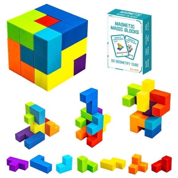 Bloques de construcción magnéticos OUXIA Magic 3D Puzzle Cubes, juego de 7