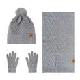 thumbnail image 2 of SYMOID Womens Gray Wool Winter 3-Piece Set - Hat, Scarf & Gloves with Knitted Detail, Warm for Cold Weather, Adult-Fit,Size Free Size, 2 of 5