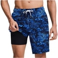 thumbnail image 2 of NTACZA Mens Shorts Compression Liner Vacation Beach Shorts Drawstring Stretch Swim Trunks for Men XXXL, 2 of 6