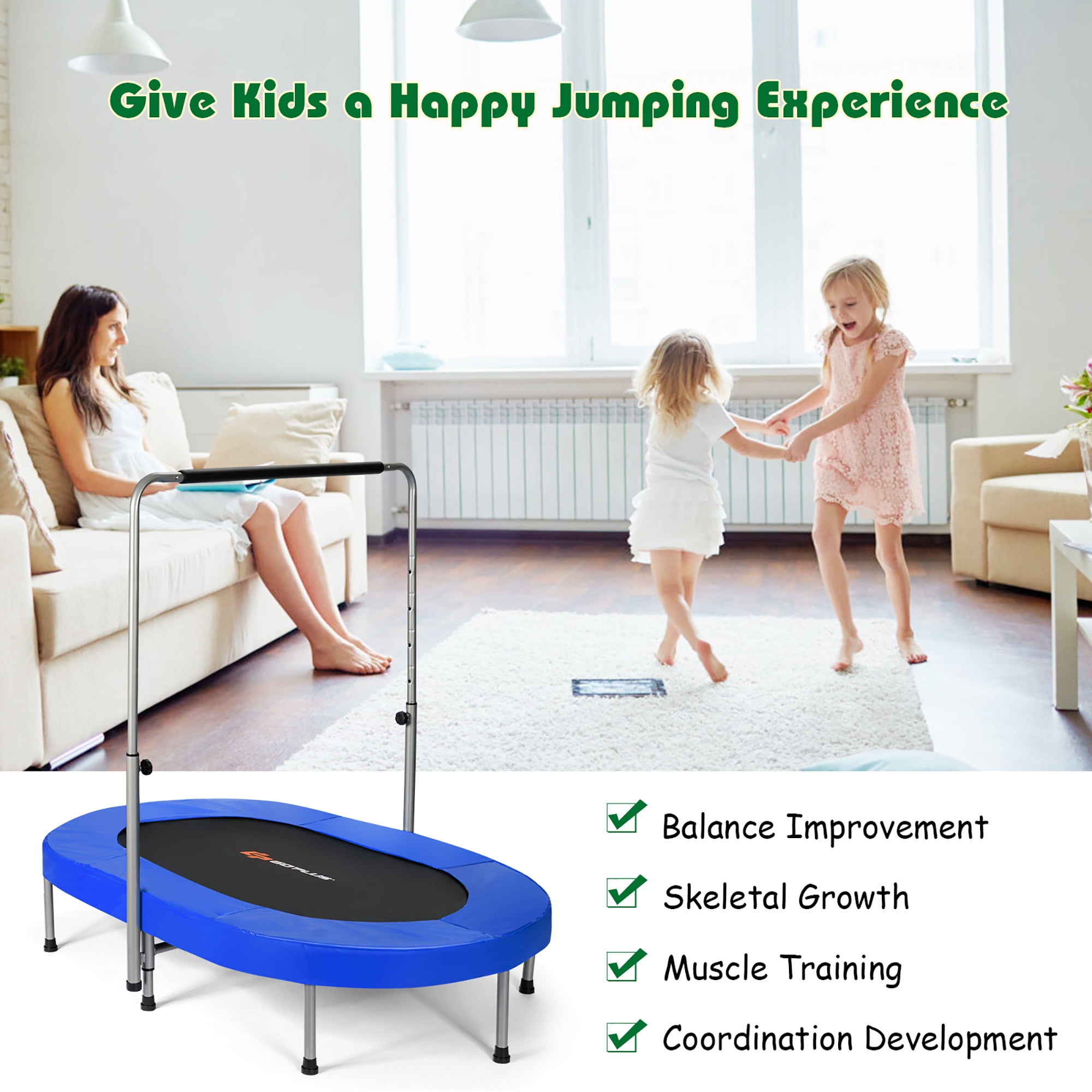 Charge Maximale 120KG Filet de S/écurit/é GOPLUS Trampoline Int/érieur//Ext/érieur pour Enfants Adultes avec /Échelle Tapis de Saut et Poteaux Recouverts pour Fitness