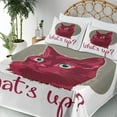 thumbnail image 5 of Ambesonne Saying Fitted & Top Sheet Set with Shams, Love Words Cat Kitten, Red Grey White, 5 of 8