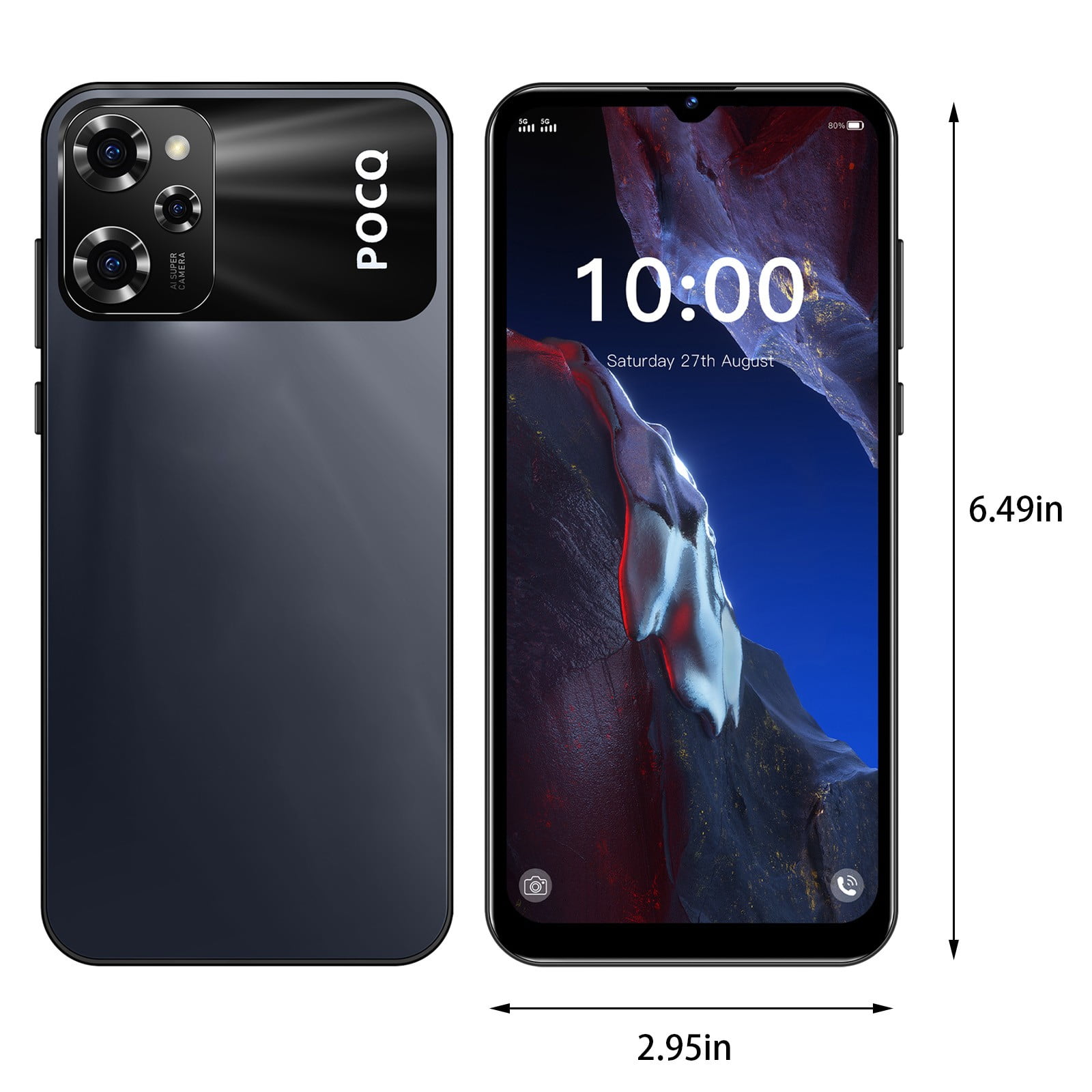 FYTPOV Android Phone, Smart Phone 8GB 6.5 Inch Screen Mobile Phone Sim Facial Unlock Game Music Phone Android System Smartphones, Cell Phones Unlocked
