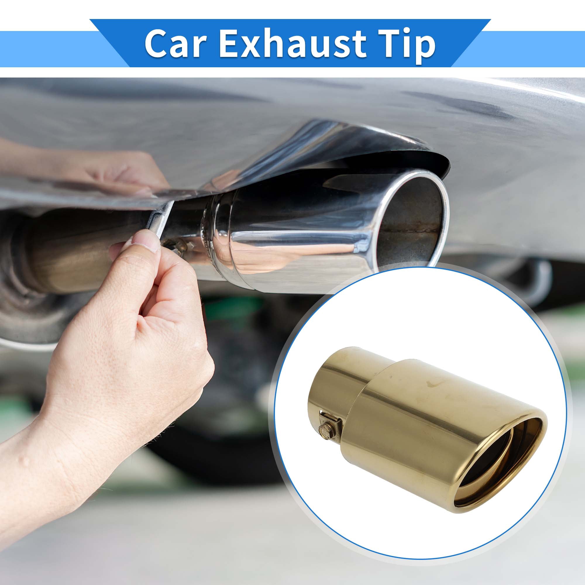 Unique Bargains Slant Exhaust Tip, 1.3" - 2.4" Inlet 3.4" Outlet 5.8" Length Universal