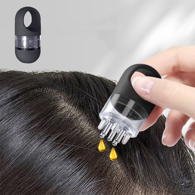 Fiudx Masajeador de Cuero Cabeludo, Cepillo Ergonómico En Aceite Capilar, Peine En Depósito Visible, Previene La Caída Del Cabello, Promueve La Salud Del Cuero Cabelludo, Diseño Fácil de Limpiar, par