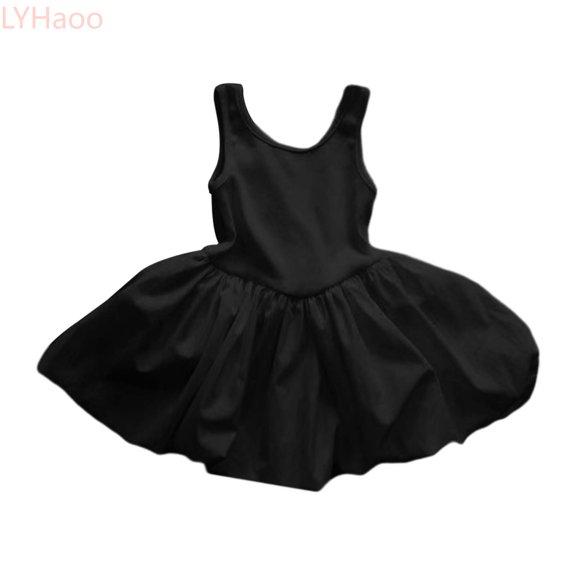 LYHaoo Girls Summer Dresses Casual Sleeveless Vest Dress For Toddler Kids Comfortable Stretchy Waist Outdoor Play Outfit,Dresses for Girls Sizes 4-5 Years Black