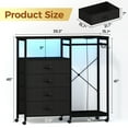 thumbnail image 4 of 3-in-1 Dresser with Clothes Rack, 4 Drawers, Charging Station, LED Lights, and Wheels, Rustic Brown Storage Chest for Bedroom, Living Room, Hallway（Textured Matte Black）, 4 of 10