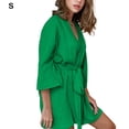thumbnail image 2 of Sonducket Bata informal de algodón de crespón para mujer, albornoces con cordones para el hogar, Hotel, baño, moda, absorbente de sudor, ropa Pijama Verde S, 2 of 6