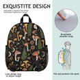 thumbnail image 5 of Mushroom and Cone Black Pattern Backpack for School, Cute School Bag with Adjustable Shoulder Straps and Padded Back, 13.8"x11.4"x6", 5 of 5