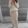 thumbnail image 3 of CHUANK Robe Chandail en Tricot Torsadé pour Femmes, Unie, Coupe Ajustée, Ensemble Robe Chandail 2 Pcs, Hauts à Col Ras du Cou, Jupe Crayon Midi, 3 of 5