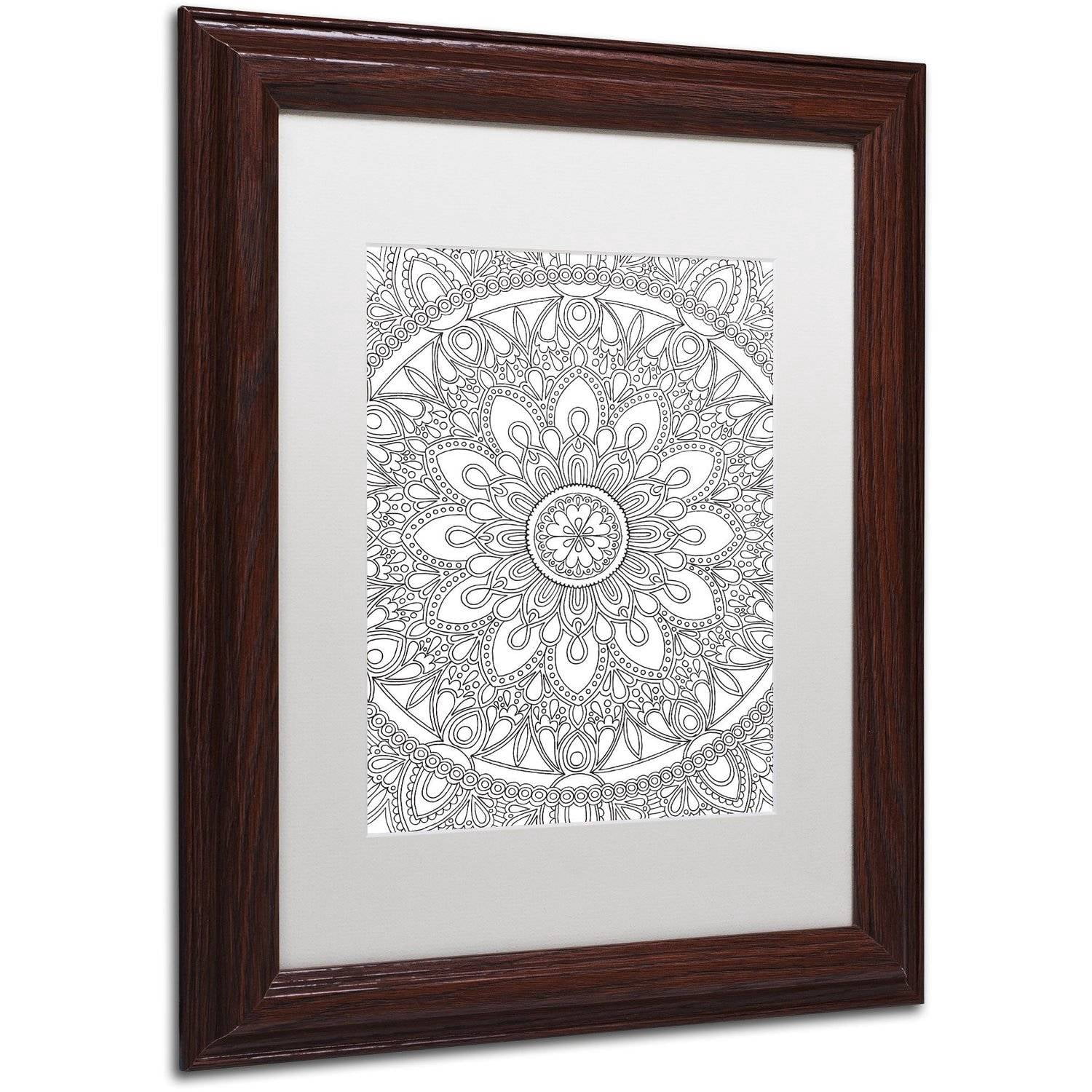 Trademark Fine Art "Delightful Mandala" Canvas Art by Hello Angel, White Matte, Wood Frame