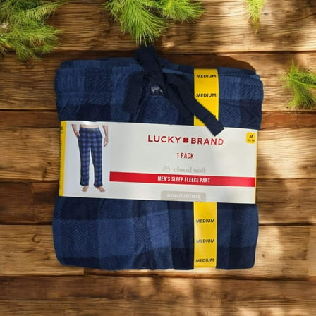 Lucky Brand Men's Sleep Fleece Pant, Blue, Medium