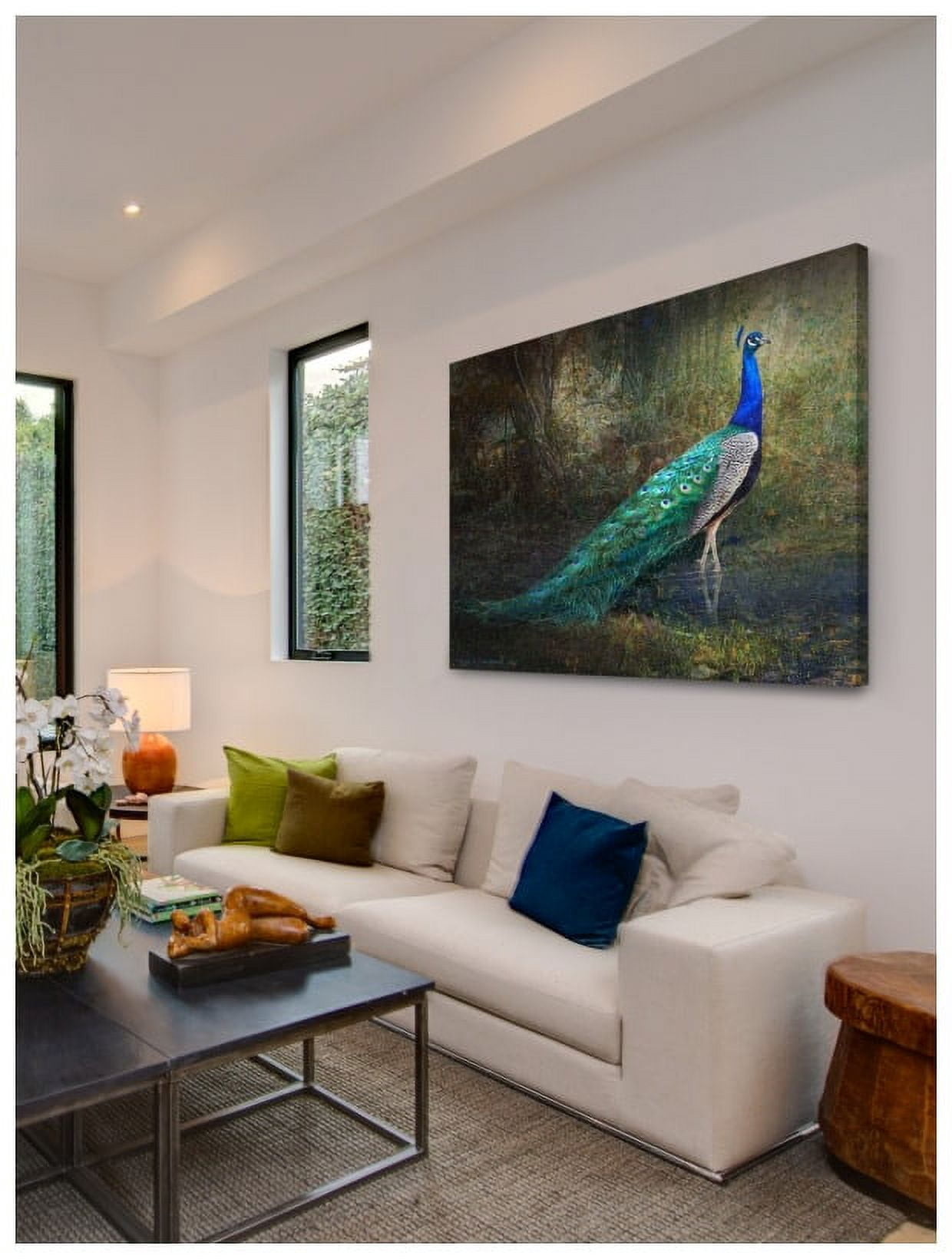 Marmont Hill - "Jungle Stream Peacock" by Chris Vest Painting Print on Wrapped Canvas