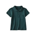 thumbnail image 2 of Boys' School Uniform Short Sleeve Polo Shirt, Button Closure, Comfortable & Soft Pique Fabric 1-15Y, Dark Green, 110, 2 of 4