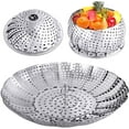 thumbnail image 1 of Veggie Vegetable Steamer Basket, Folding Steaming Basket, Metal Stainless Steel Steamer Basket Insert, Collapsible Steamer Baskets for Cooking Food, Expandable Fit Various Size Pot(5.3" to 8.6"), 1 of 5