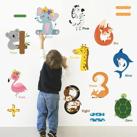 Large Number Learning Wall Stickers Animals Educational Wall Decals ...