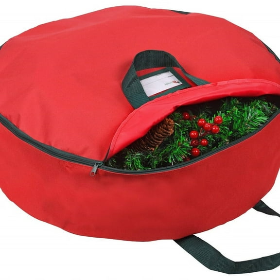 Christmas Wreath Storage Bag 25" - Handles Made Of Durable 600D Oxford Polyester Material Storage Bag Extra Large 25” Holiday Wreaths Container (Red)