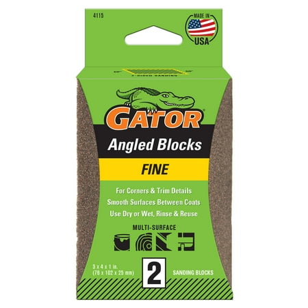Gator 4115 3 in x 4 in x 1 in Fine Grit Angled Blocks, 2 Pieces
