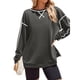 thumbnail image 2 of Sudaderas de Mujer de Larga, Cuello Redondo, Estilo Pullover, Ideales para Otoño e Invierno. con Cremallera Lateral, Perfectas para Salir. Gris Oscuro M, 2 of 10