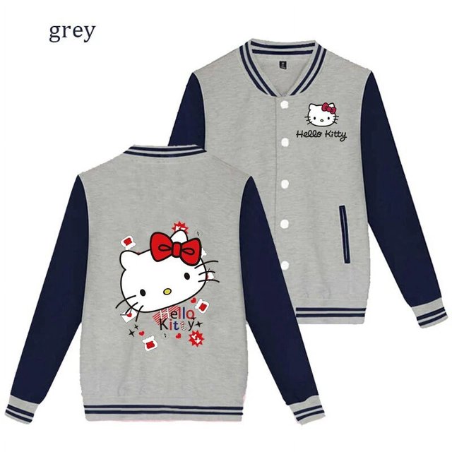 Ropa de Hello Kitty para hombres y mujeres, chaqueta de béisbol, Hip Hop, Harajuku, ropa de calle, niños, niñas, abrigos universitarios sueltos, regalo de Navidad