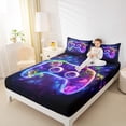 thumbnail image 4 of Manfei Gamepad Game Lovers Bed Sheets,Teens Video Gamer King Sheets,Purple Black Sheet Set For Boys Kids,Ultra Soft Home Decor,4pcs, 4 of 7