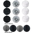 thumbnail image 3 of ZERODECO 19 pompones de papel de seda, abanicos de papel y bolas de nido de abeja, kit de papel decorativo para cumpleaños, bodas, baby shower, fiestas, decoración del hogar, negro, gris y blanco Zhivalor ZH-446-3, 3 of 7