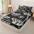thumbnail image 2 of Homewish Death Moths Zipper Twin Comforter Sets with Fitted Sheet and 2 Pillowcases,Halloween Spooky Skull Zipper Bedding Set,Yellow Purple,Black Reversible,4pcs, 2 of 8