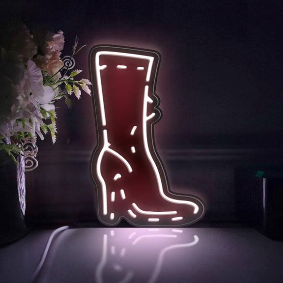 Women's Boot Led Light Box, Dimmable Neon-Like Light Signs USB Power for Wall Decor Bedroom Decoration, Static Light (WxH) 6"x11"