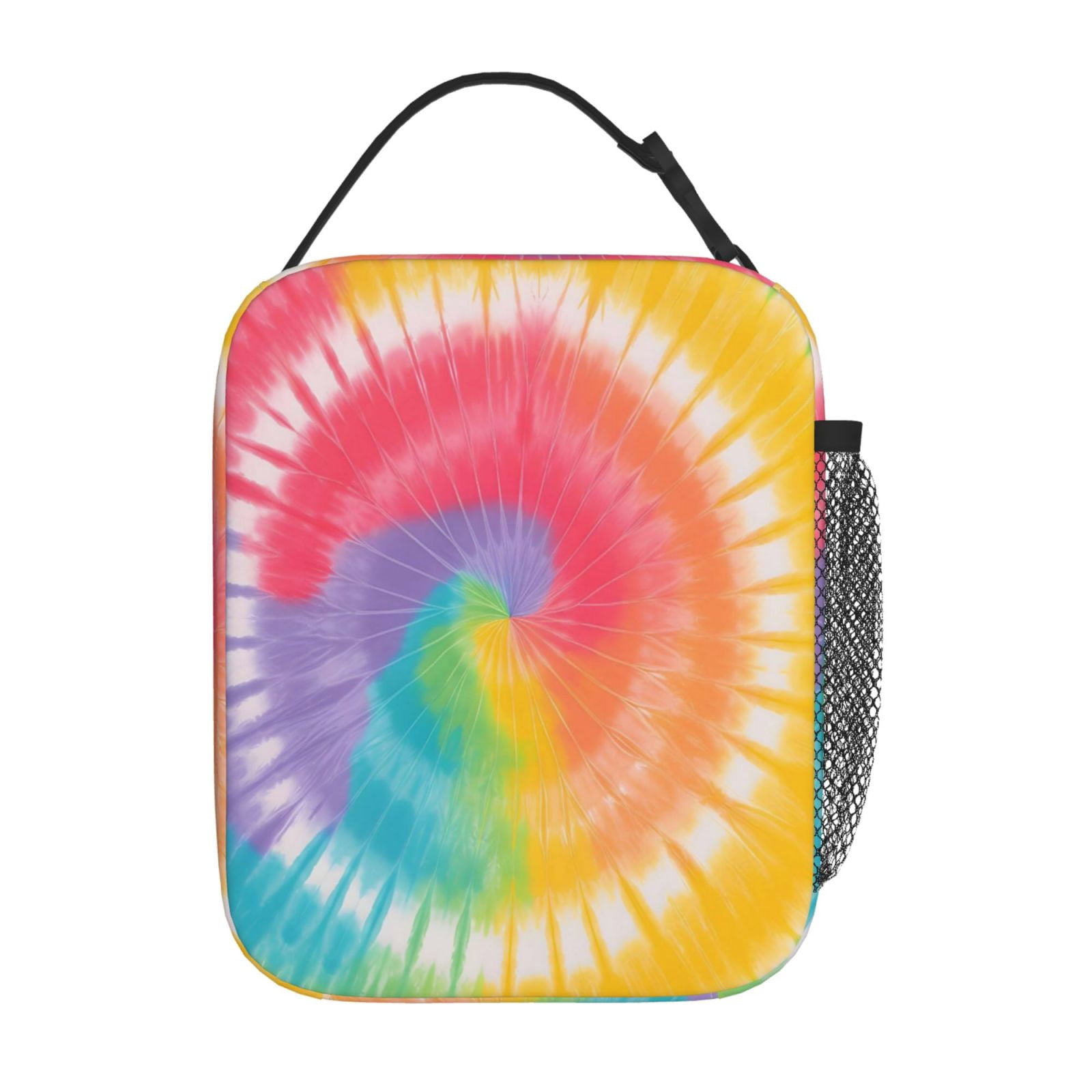 Lunch Bag For Women Men Insulated Portable Lunch Box Bento Box Office Picnic Travel Cooler Bag Tie-Dye Pattern Rainbow Colors (2)