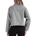 thumbnail image 3 of INSPIRE CHIC Zipper Jacket for Women's Lapel Collar Two Pockets Long Sleeve Casual Coat, 3 of 5