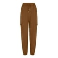 thumbnail image 4 of Sakmal Womens Sweatpants Baggy Cargo Pants Workout Brown Athletic Solid Sweatpants for Women S, 4 of 6