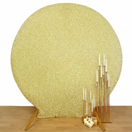 Efavormart 7.5ft Champagne 2-Sided Spandex Fit Round Wedding Arch Backdrop Cover