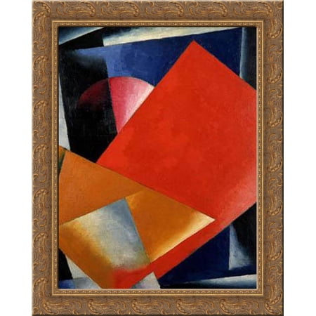 Architectonics in Painting 20x24 Gold Ornate Wood Framed Canvas Art by Popova, Lyubov