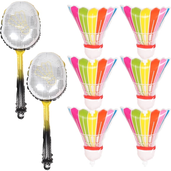 CIMAXIC Birthday 8pcs Inflatable Badminton Balloons For Party Decorations Aluminum Foil Badminton Racket Balloons For Sports Themed Birthday Celebrations,27.56"X11.02"X0.04"