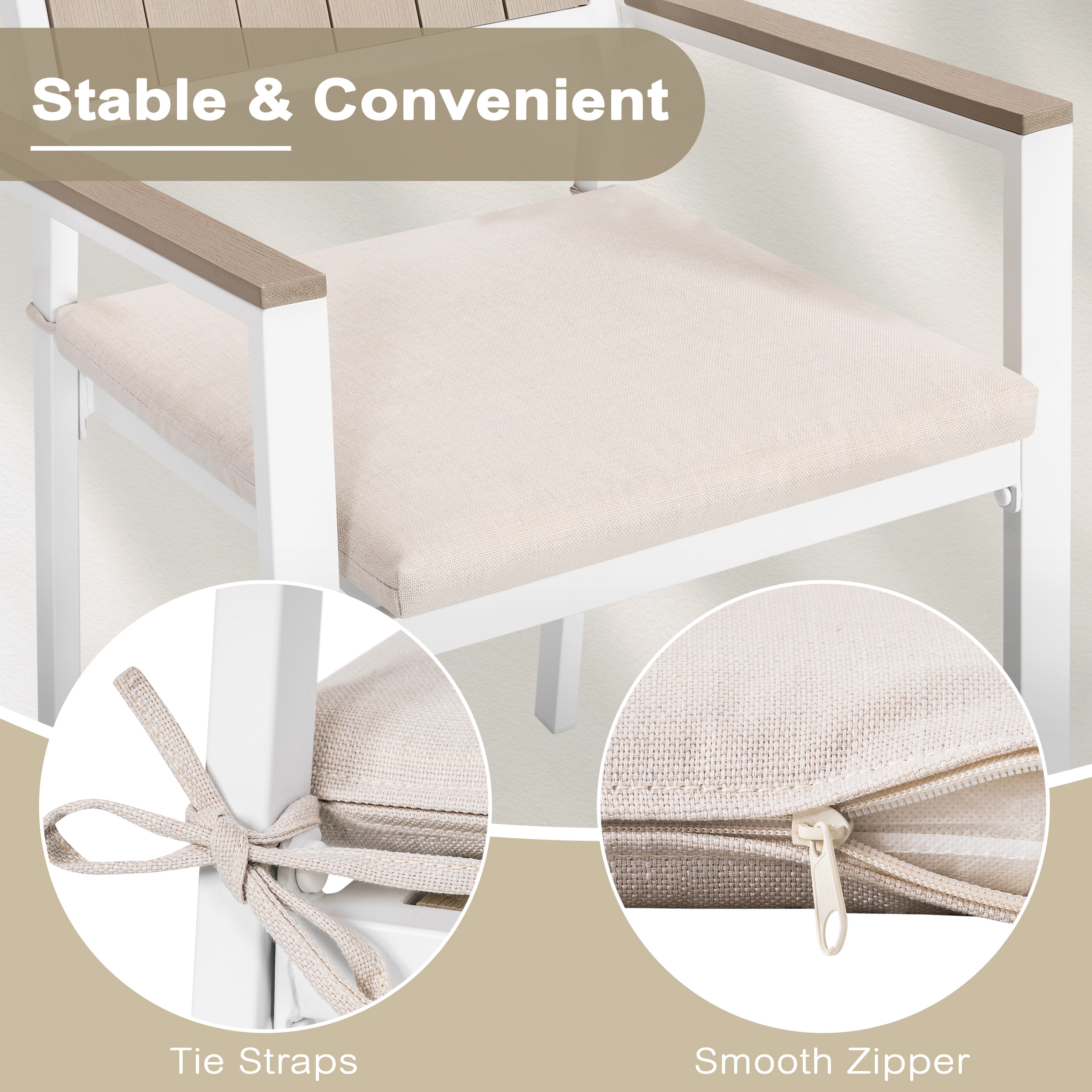 Nuu Garden Outdoor Patio Chair Cushions Set of 2, Outdoor Seat Cushions for Patio Furniture Patio Chair Cushions with Zippers, Square Outdoor Chair Pads, Beige