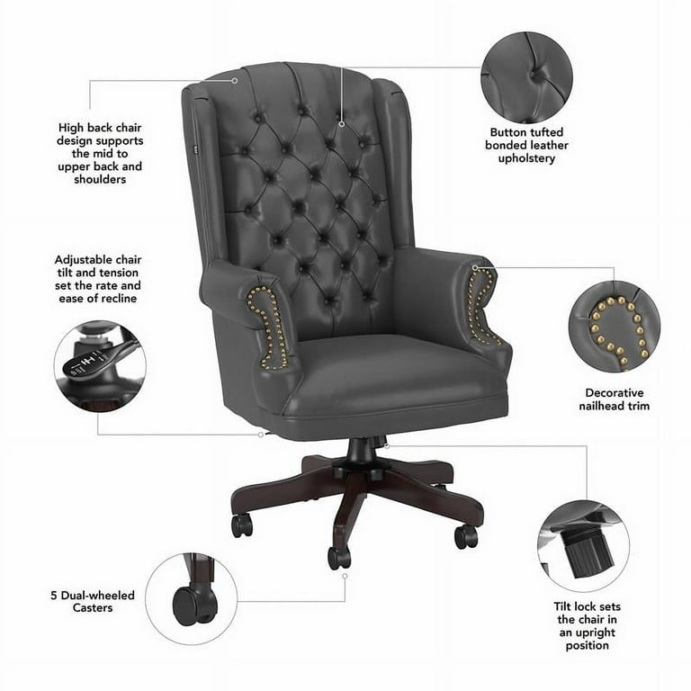 BBF Yorkshire Executive Chair with Adjustable Height Swivel 275 lb. Capacity Dark Gray