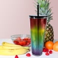 thumbnail image 3 of Botella multipropósito de color gradual de regalo portátil Sippy Cup para fiestas Living Multicolor Sunnimix Botella de paja de doble capa, 3 of 8