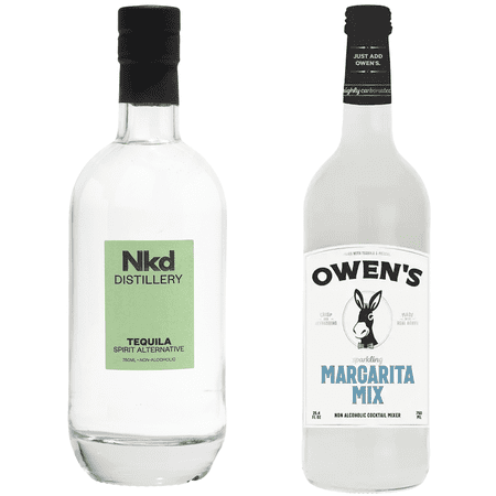 Nkd Distillery Tequila Alternative Premium Non-Alcoholic Spirit 750 ML Bottles w Owen’s Mixers Margarita Mix 750 ML Bottles - A